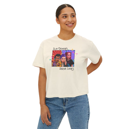 Slay Demons Boxy Tee | Women's Graphic Shirt, Casual Style, Trendy Top, Gifts for Her, Summer Fashion