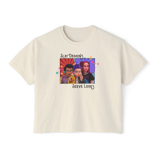 Slay Demons Boxy Tee | Women's Graphic Shirt, Casual Style, Trendy Top, Gifts for Her, Summer Fashion
