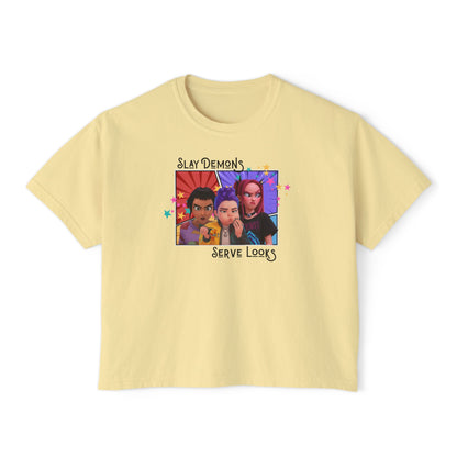 Slay Demons Boxy Tee | Women's Graphic Shirt, Casual Style, Trendy Top, Gifts for Her, Summer Fashion